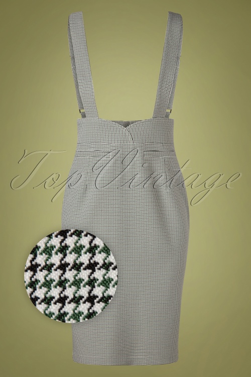 Banned Retro - 50s Harriet Houndstooth Pencil Skirt in Green