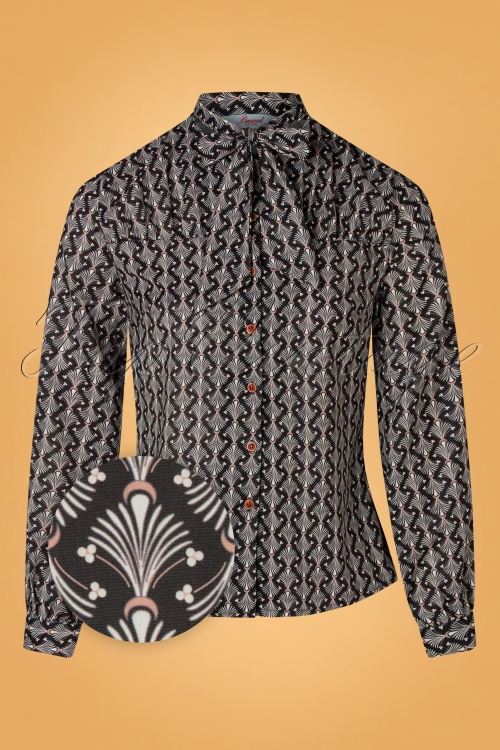 Banned Retro - The Gatsby blouse in zwart