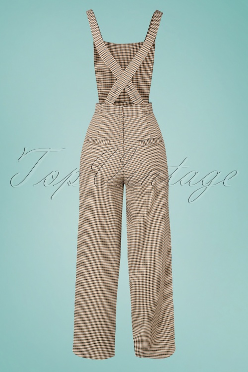Banned Retro - 40s Geek and Chic Dungarees in Tan 2