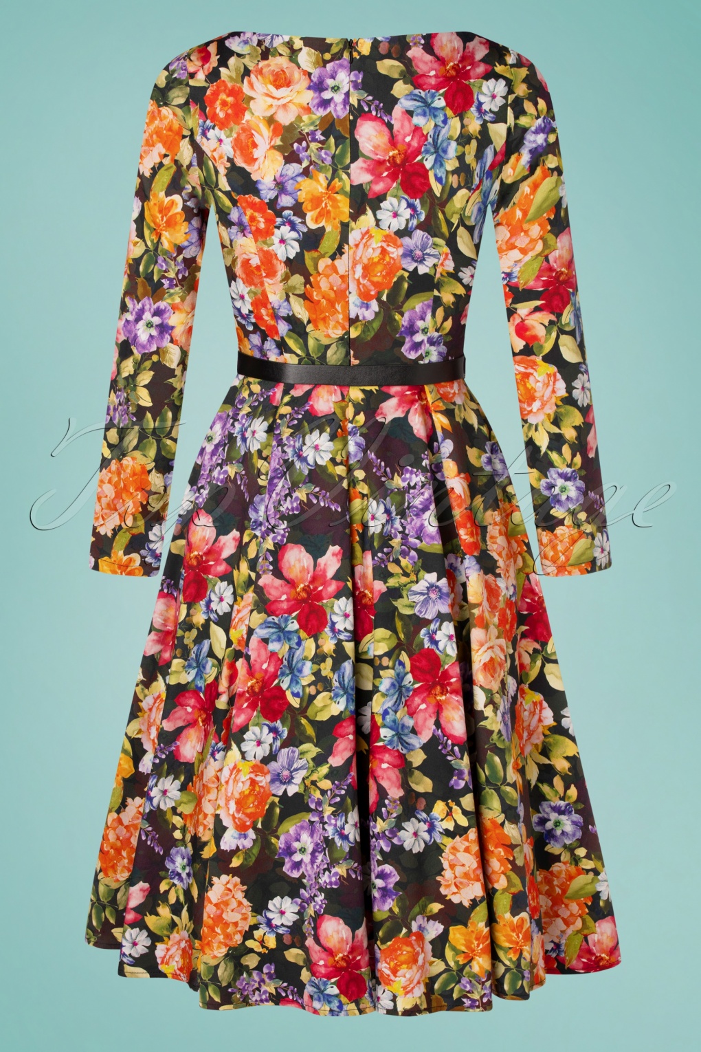 50s Sarah Floral Swing Dress In Multi