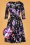 50er Faye Floral Swing Kleid in Schwarz und Violett 