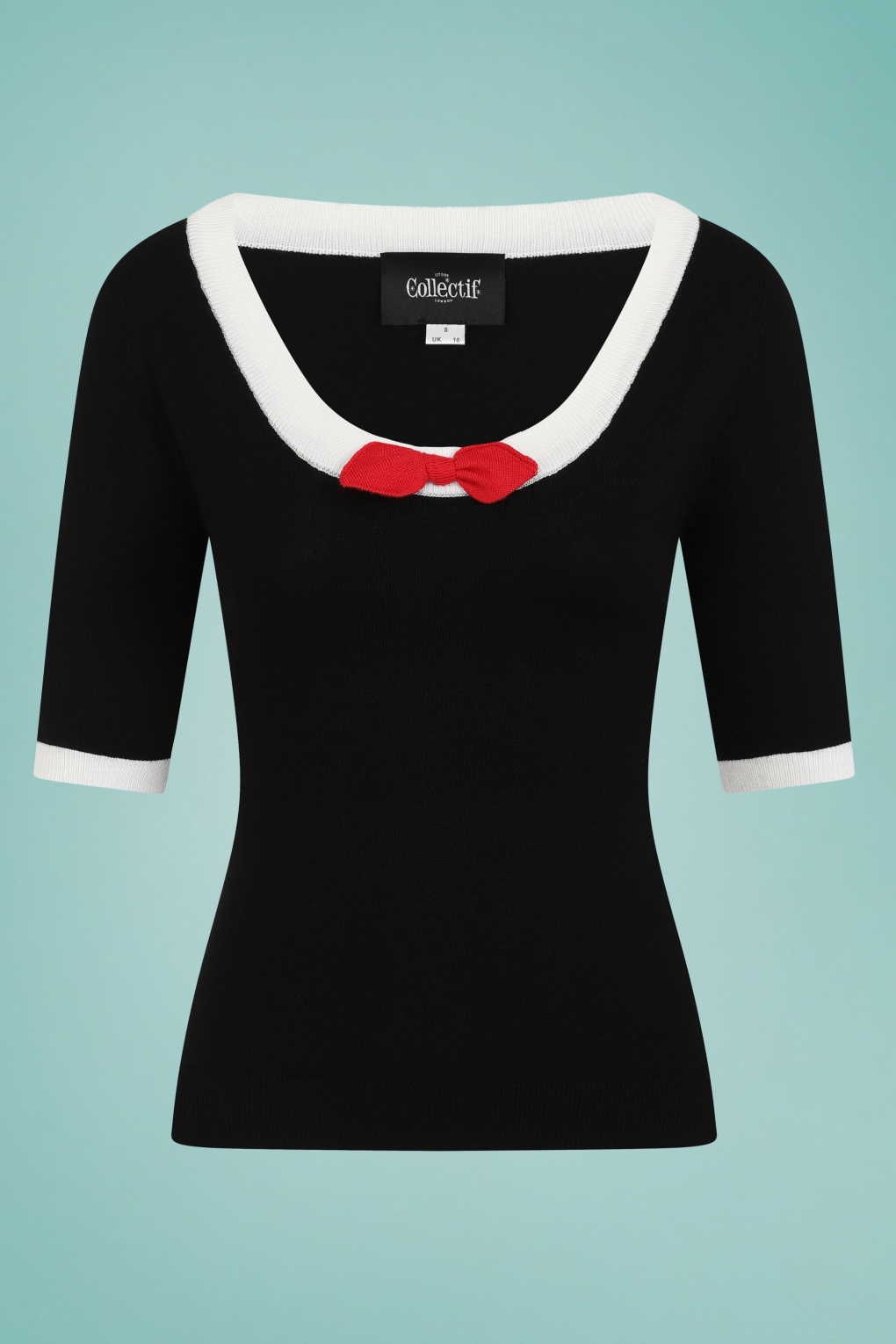 Collectif Clothing | 50s Freya Knitted Top in Black and Red