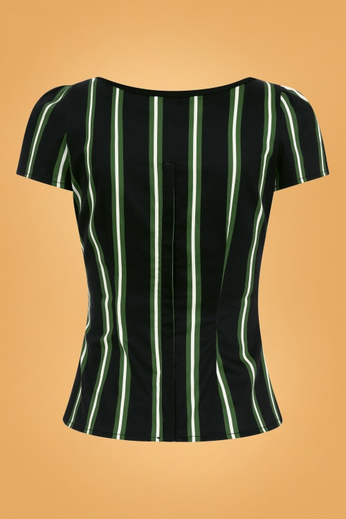 Collectif Clothing - 50s Mimi Witch Stripes Top in Black 2