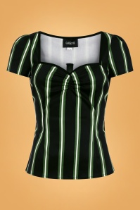 Collectif Clothing - 50s Mimi Witch Stripes Top in Black