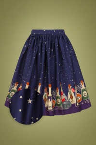 Collectif Clothing - 50s Jasmine Magic Potions Swing Skirt in Navy