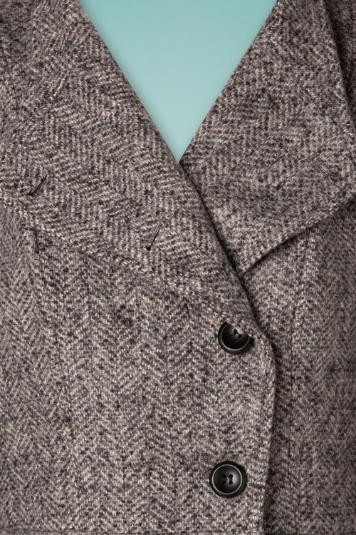 Vixen - 40s Violet Fur Trim Dress Coat in Grey 7