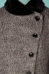 Vixen - 40s Violet Fur Trim Dress Coat in Grey 6
