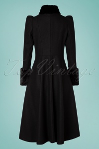 Vixen - 40s Violet Fur Trim Dress Coat in Black 5