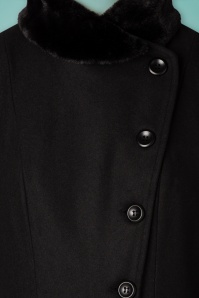Vixen - 40s Violet Fur Trim Dress Coat in Black 6