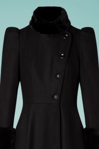 Vixen - 40s Violet Fur Trim Dress Coat in Black 4