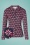 60er Esmee Flower Shirt Bluse in Marineblau