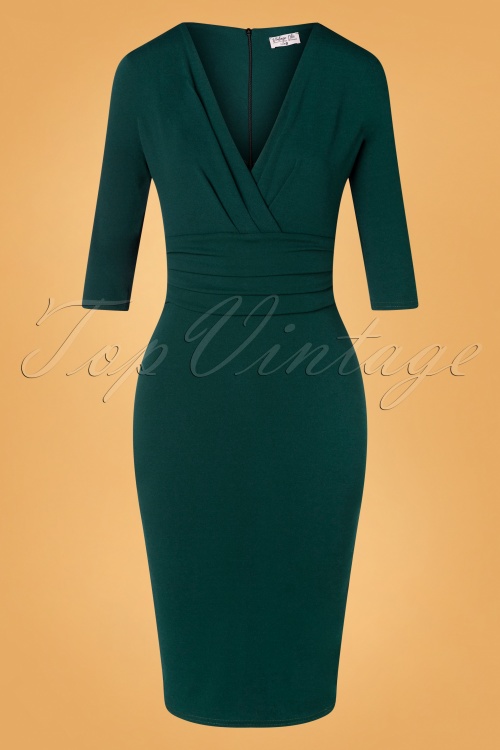 Vintage Chic for Topvintage - 50s Nehla Pencil Dress in Petrol Green