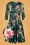 50s Elley Floral Swing Dress in Dark Green