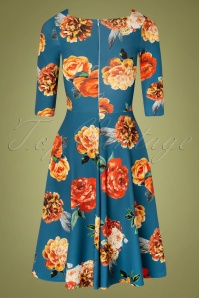 Vintage Chic for Topvintage - 50s Ciara Floral Swing Dress in Aegean Blue 3