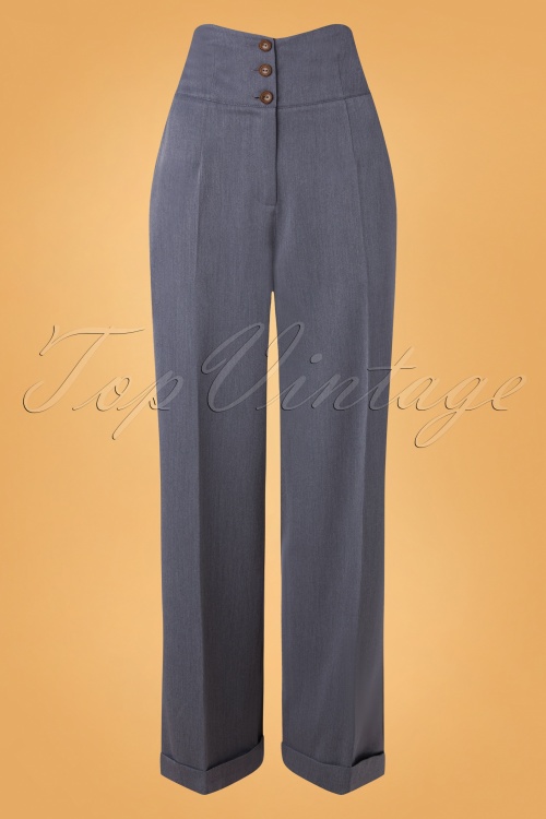 Banned Retro - 40s Her Favourite Trousers in Denim Blue 2