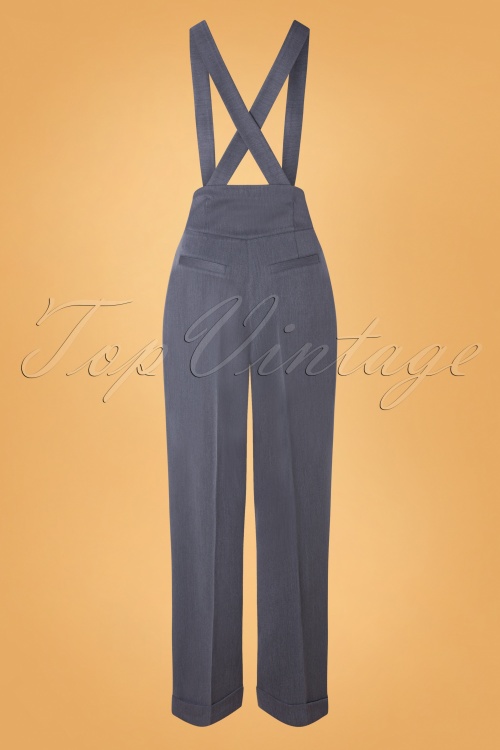 Banned Retro - 40s Her Favourite Trousers in Denim Blue 5