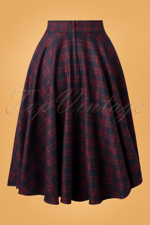Banned Retro 50s Adore Her Check Swing Skirt in Navy and Red | Shop at ...