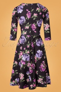 Vintage Chic for Topvintage - Elley swingjurk met bloemenprint in zwart 4
