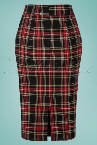 Vintage Chic for Topvintage - 50s Luana Check Pencil Skirt in Black and Red 2