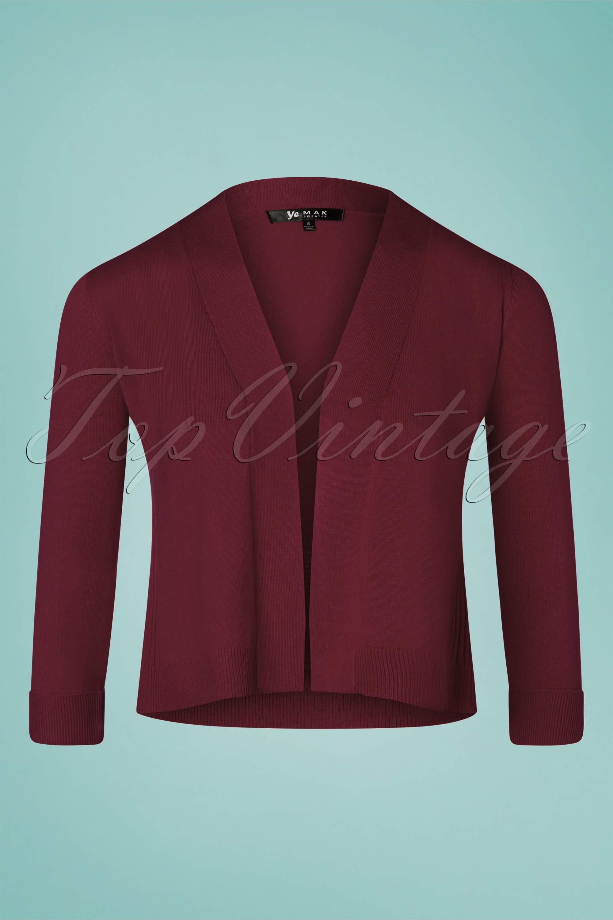 Mak Sweater - Oda vest met open voorkant in bordeaux