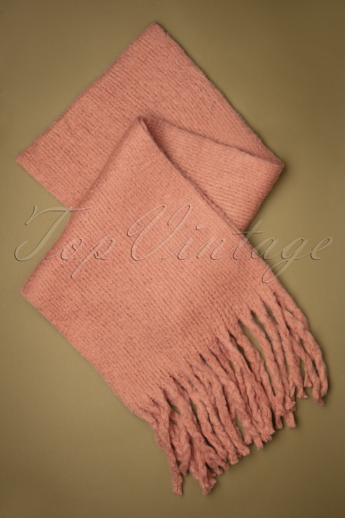 Compania Fantastica - Écharpe Tricotée Soft Knitted Scarf Années 60 en Rose Tendre 3