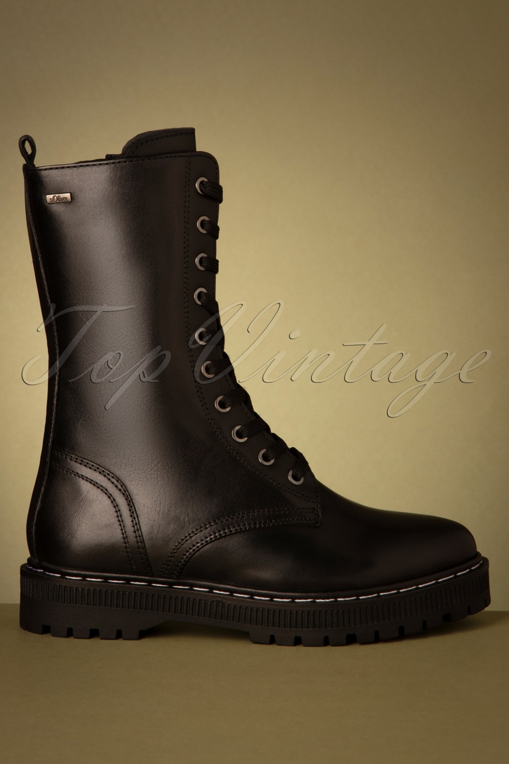 Hassy Utrolig Snestorm s.Oliver | 70s Leather Combat Look Boots in Black