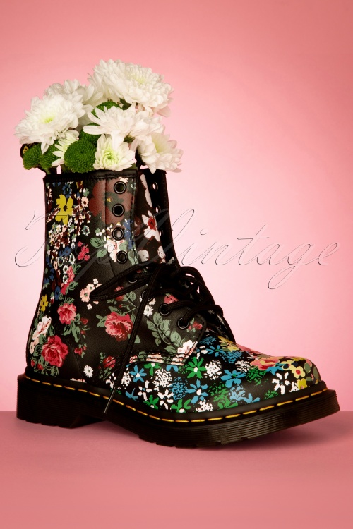 Dr. Martens | 1460 Pascal Floral Mash Up Backhand Boots in Black