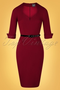 Glamour Bunny Business Babe - 50s Peggy Pencil Dress in Ruby Red 2