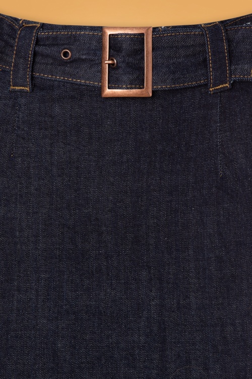 Queen Kerosin - 50s Damen Pencil Belt Skirt in Dark Blue Wash 3