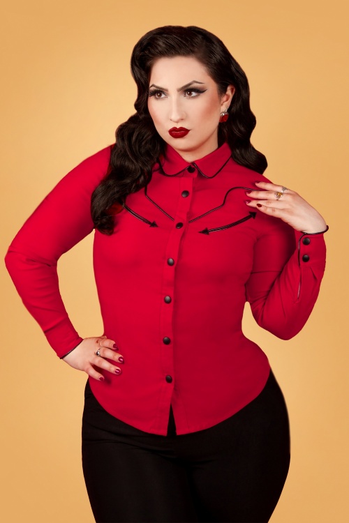 Katakomb - 50s Cline Western Blouse in Red 2