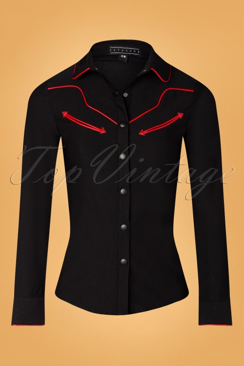 Katakomb - Cline Western blouse in Zwart