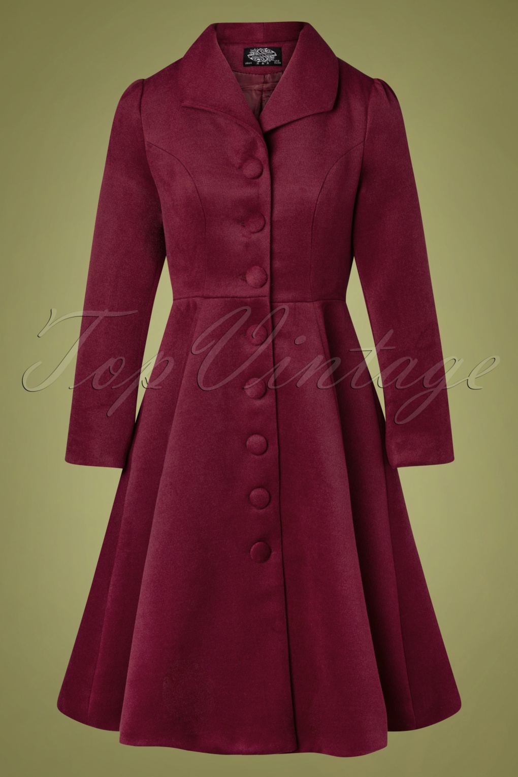 50s Milly Bow Coat in Wine Red