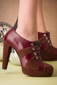 Topvintage Boutique Collection - 70s Cher Shoe Booties in Burgundy and Brown 2