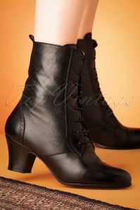 Miz Mooz - 40s Flicka Leather Ankle Booties in Black