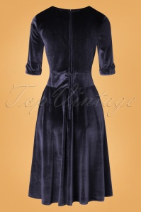 Banned Retro - 50s Date Night Fit and Flare Dress in Navy 6