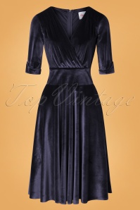 Banned Retro - 50s Date Night Fit and Flare Dress in Navy 2