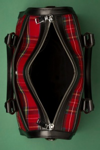 Banned Retro - 50s Uptown Girl Handbag in Black and Tartan Red 2