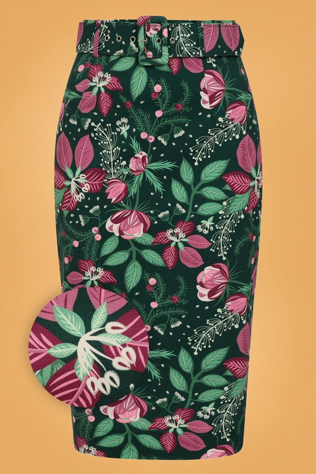 stretchy floral pencil skirt