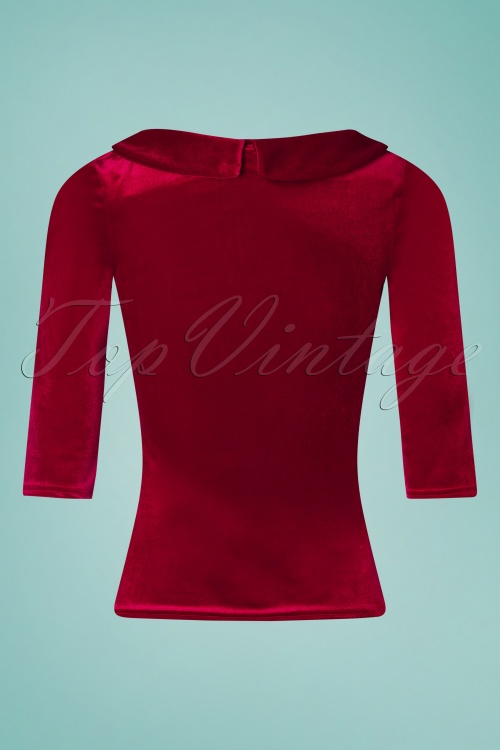 Vintage Chic for Topvintage - 50s Belle Velvet Bow Top in Lipstick Red 2