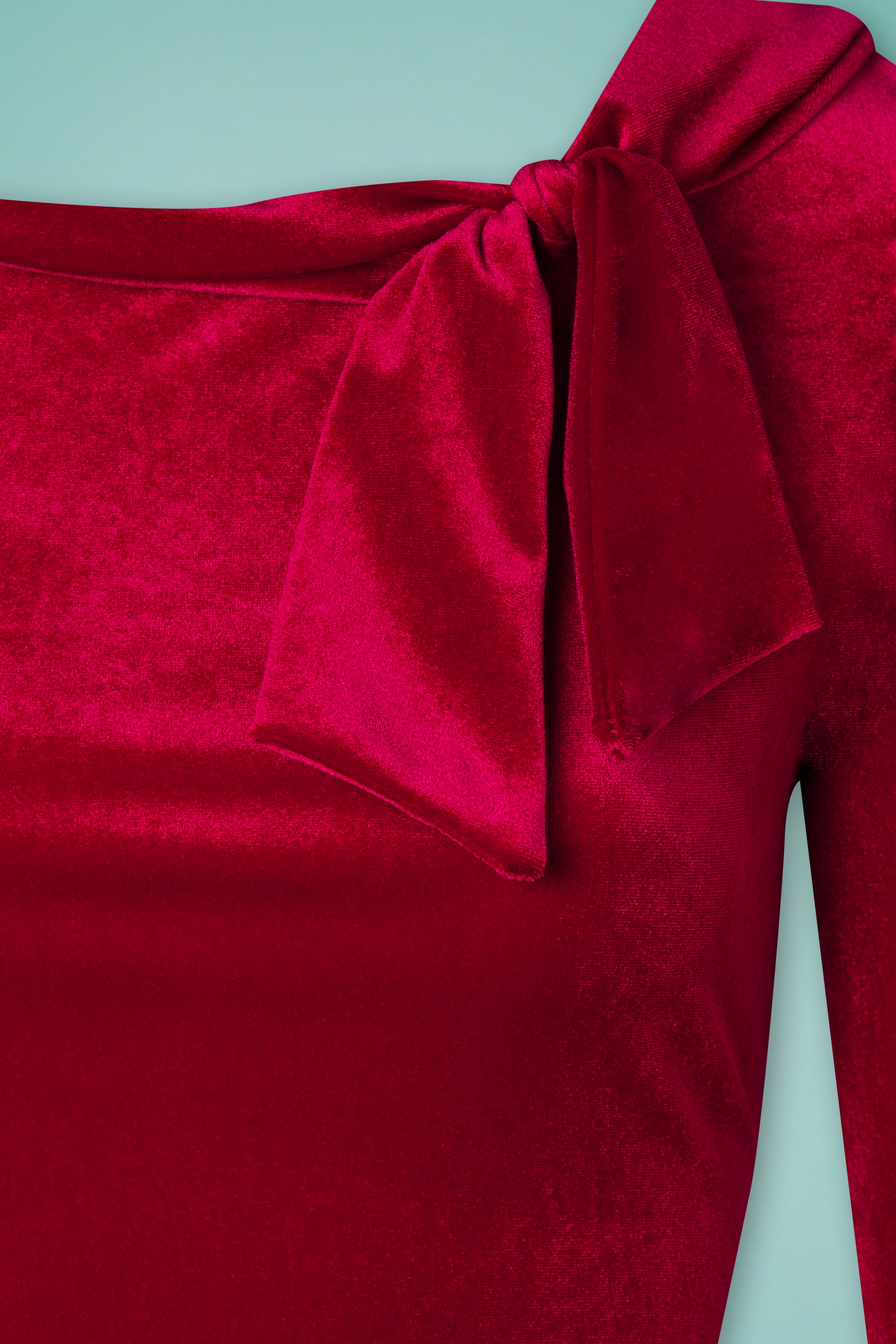 Vintage Chic for Topvintage - Belle Velvet Bow top in kipstickrood 3