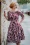 TopVintage exclusive ~ 50er Adriana Floral Long Sleeve Swing Kleid in Weinrot und Weiß 