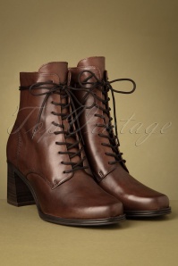 Tamaris - 70s Maeve Lace Up Leather Booties in Espresso