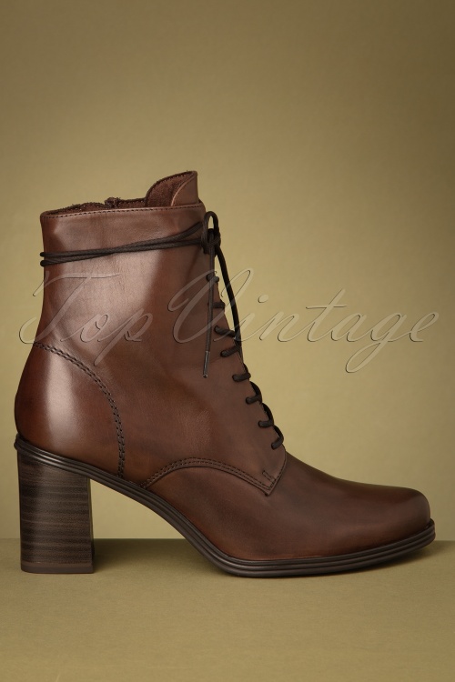 Tamaris - 70s Maeve Lace Up Leather Booties in Espresso 4
