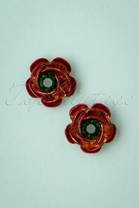 Lovely - 50s Rock And Rose Earstuds in Red and Green
