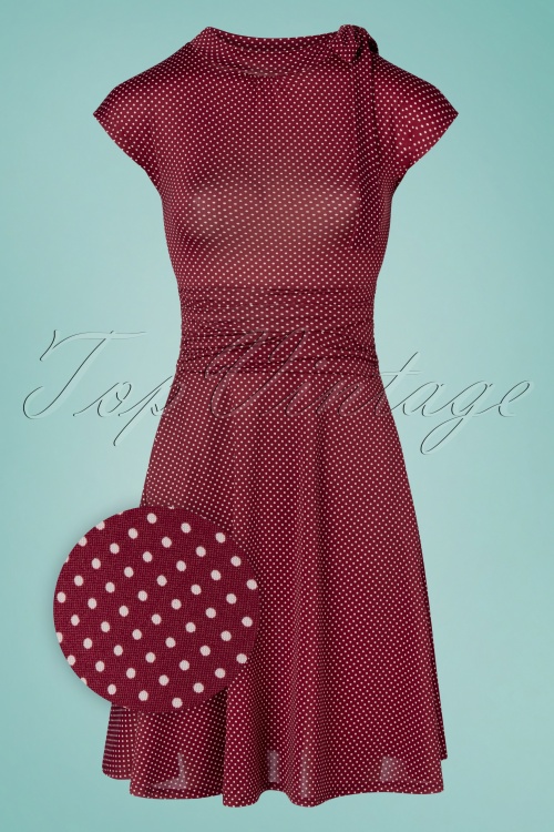Retrolicious - 50s Bridget Bombshell Dots Dress in Burgundy