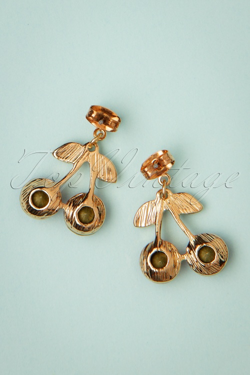 Lovely - 50s Cherry Stud Earrings in Gold 3