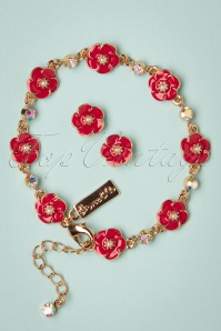 Lovely - 50s Small Rose Bracelet in Lipstick Red 4