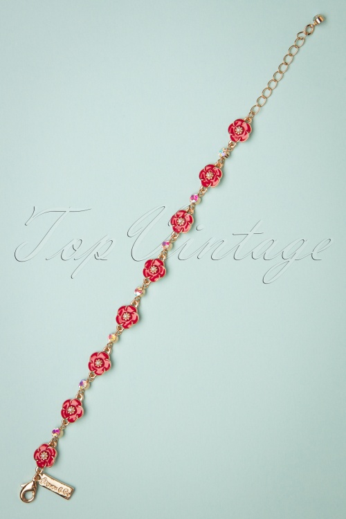Lovely - 50s Small Rose Bracelet in Lipstick Red 2