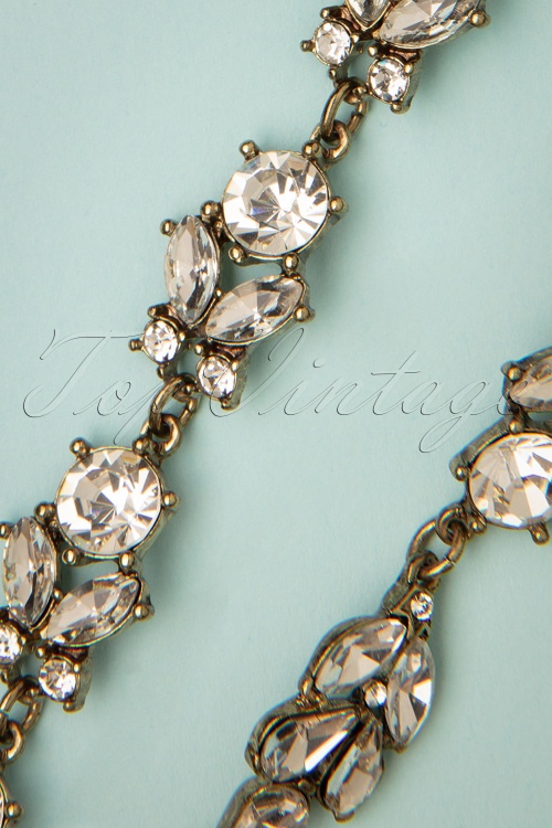 Lovely - 50s Crystal Diamond Necklace in Antique Gold 3