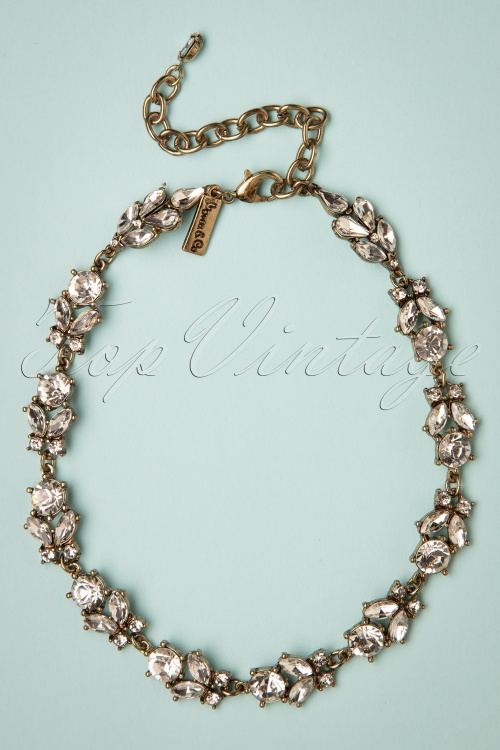 Lovely - 50s Crystal Diamond Necklace in Antique Gold 2